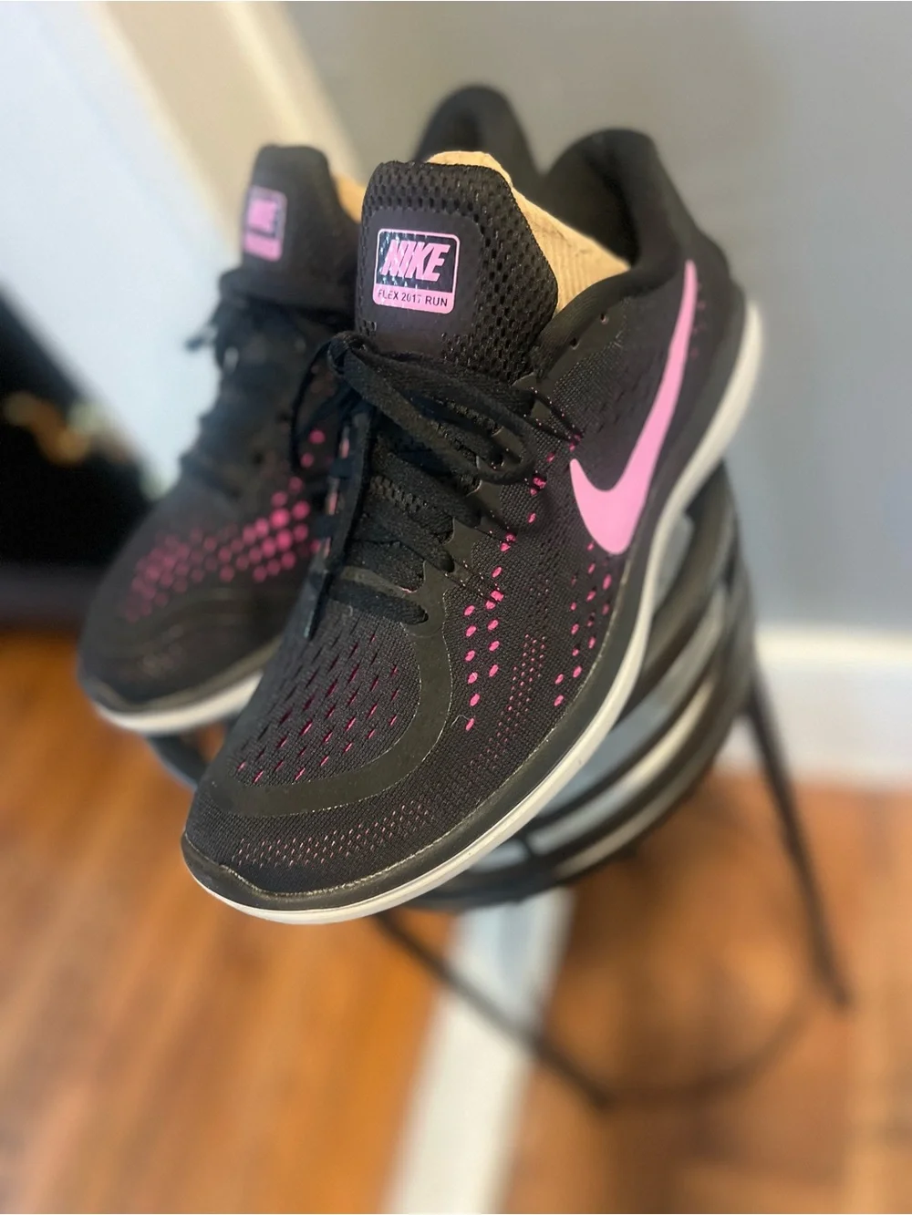Nike Black and Pink Women's Athletic Running Shoes